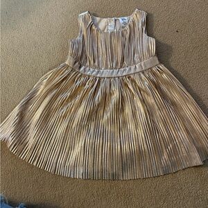 Elegant Gold Pleated Kids Dress
